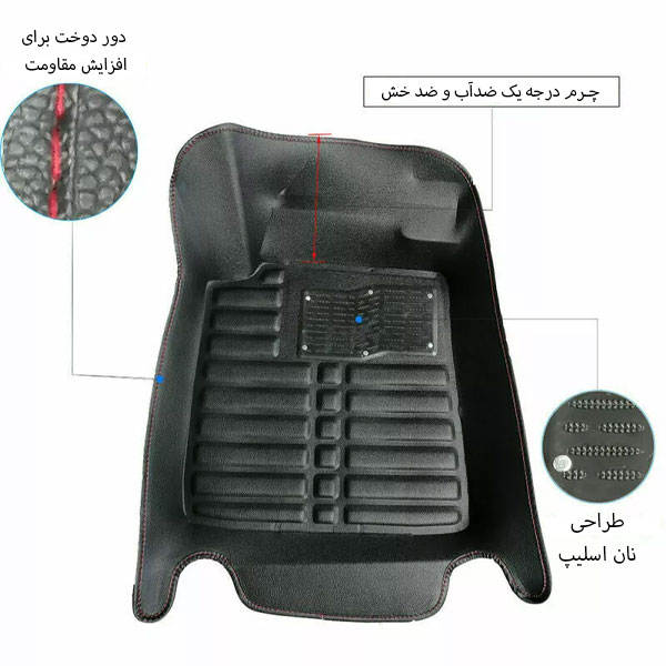 کفپوش آریزو 8 مدل 5 بعدی چرمی برند PZ چینی